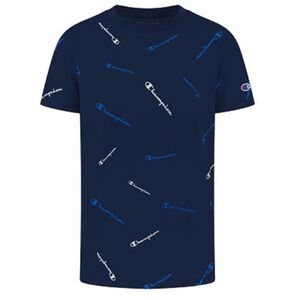 CHAMPION:  Boys (8-20) Tossed Script Print T-Shirt - Navy
